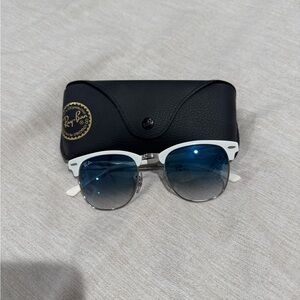 Ray-Ban White Frame with Blue Lenses Sunglasses